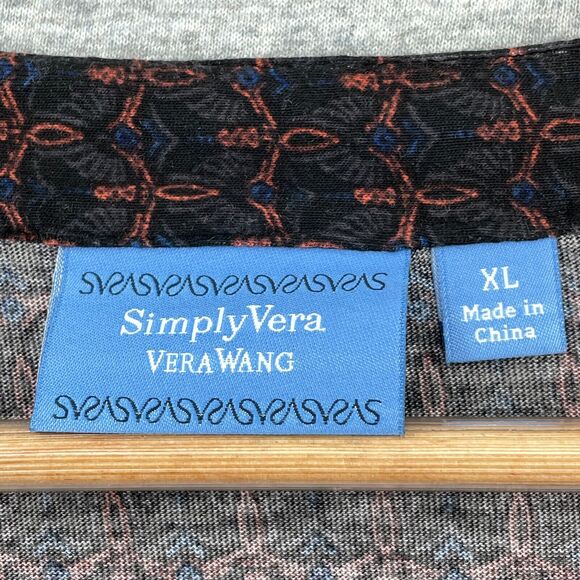 Simply Vera Wang Blouse Womens Extra Large Colorblock Sheer Hem Career NEW - Picture 2 of 12